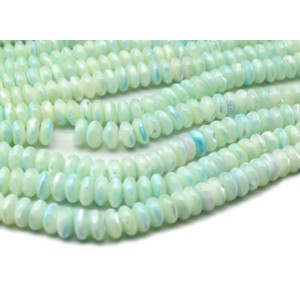 Бусины из перламутра тонированного рондель 10*5мм цвет мятный, 40см, 86 бусин