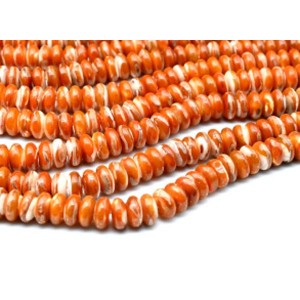 Бусины из перламутра тонированного рондель 10*5мм цвет оранжевый, 40см, 84 бусин