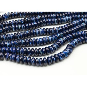 Бусины из перламутра тонированного рондель 10*5мм цвет синий, 40см, 89 бусин