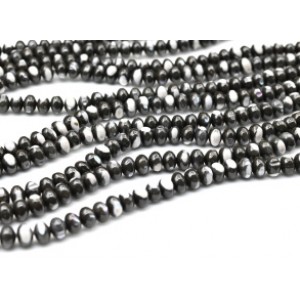 Бусины из перламутра тонированного рондель 6*4мм цвет графит, 39см, 94 бусины