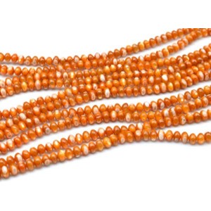 Бусины из перламутра тонированного рондель 6*4мм цвет оранжевый, 39см, 94 бусины