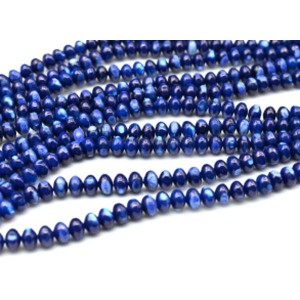 Бусины из перламутра тонированного рондель 6*4мм цвет синий яркий, 39см, 94 бусины