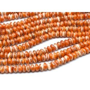 Бусины из перламутра тонированного рондель 8*4мм цвет оранжевый, 40см, 87 бусин