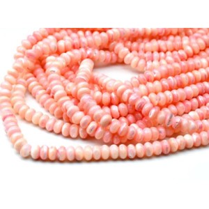 Бусины из перламутра тонированного рондель 8*4мм цвет розовый, 40см, 80 бусин
