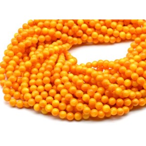 Бусины из перламутра тонированного шарик 8мм цвет рыжий, 39см, 61 бусина