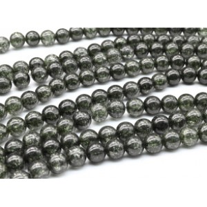 Бусины из сахарного кварца тонированного шарик 10мм цвет графит, 37см, 38 бусин