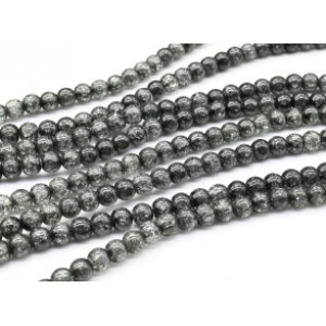 Бусины из сахарного кварца тонированного шарик 6мм цвет графит, 36см, 66 бусин