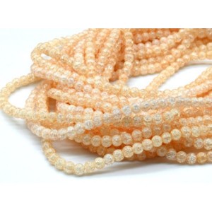 Бусины из сахарного кварца тонированного шарик 6мм цвет персиковый, 38см, 68 бусин
