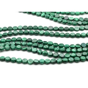 Бусины из малахита круг 8*8*4мм, 39,5см, 49 бусин