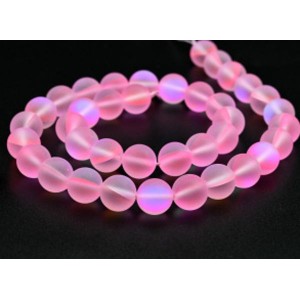 Бусины из опала искусственного шарик 10мм матовый цвет розовый яркий, 38см, 38 бусин