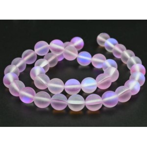 Бусины из опала искусственного шарик 10мм матовый цвет сиреневый, 39см, 37 бусин