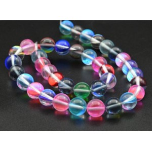 Бусины из опала искусственного шарик 10мм цвет ассорти, 38см, 38 бусин