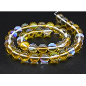 Бусины из опала искусственного шарик 10мм цвет желтый, 38см, 38 бусин