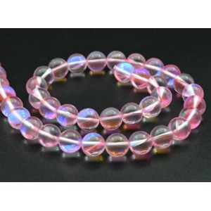 Бусины из опала искусственного шарик 10мм цвет розовый, 39см, 40 бусин