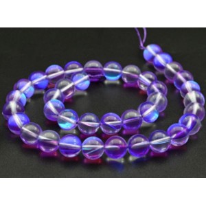 Бусины из опала искусственного шарик 10мм цвет фиолетовый, 38см, 37 бусин