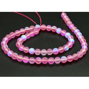 Бусины из опала искусственного шарик 6мм матовый цвет фуксия, 37см, 60 бусин