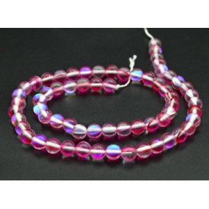 Бусины из опала искусственного шарик 6мм цвет фуксия, 37,5см, 63 бусины