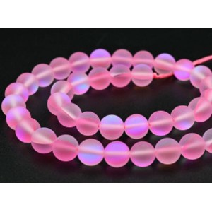 Бусины из опала искусственного шарик 8мм матовый цвет розовый яркий, 37,5см, 46 бусин