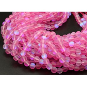 Бусины из опала искусственного шарик 8мм матовый цвет фуксия, 37см, 46 бусин