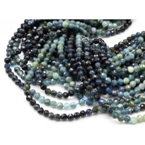 Бусины из турмалина зеленого шарик гр.3мм, 38,5см, 128 бусин