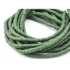 Бусины из каучука Африканские диски 6мм*0,9-1,2мм, цвет зеленый темный, 38см