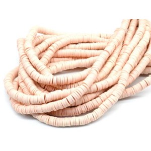 Бусины из каучука Африканские диски 6мм*0,9-1,2мм, цвет персиковый, 36см