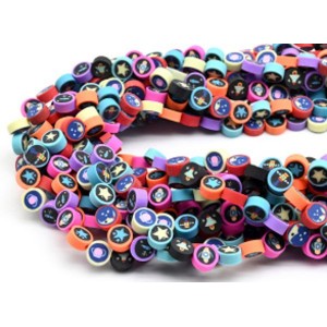 Бусины из каучука Африканские круг 10мм Космос, цвет ассорти, 38см, 40 бусин