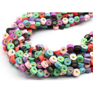 Бусины из каучука Африканские круг 10мм Око, цвет ассорти, 36см, 38 бусин