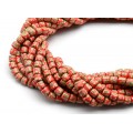 Бусины из каучука цилиндр 6*6мм с принтом, цвет красный, 40см, 63 бусины