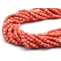 Бусины из каучука цилиндр 6*6мм с принтом, цвет красный, 40см, 63 бусины