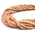 Бусины из каучука цилиндр 6*6мм с принтом, цвет оранжевый, 39см, 62 бусины