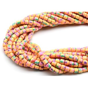 Бусины из каучука цилиндр 6*6мм с принтом, цвет оранжевый, 39см, 62 бусины Бусины из каучука цилиндр 6*6мм с принтом, цвет оранжевый, 39см, 62 бусины