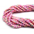 Бусины из каучука цилиндр 6*6мм с принтом, цвет розовый светлый, 40см, 63 бусины