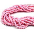 Бусины из каучука цилиндр 6*6мм с принтом, цвет розовый светлый, 40см, 63 бусины