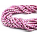 Бусины из каучука цилиндр 6*6мм с принтом, цвет розовый, 39см, 62 бусины