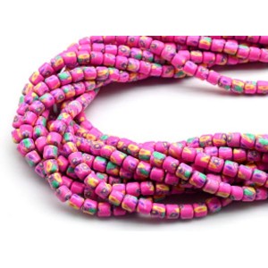 Бусины из каучука цилиндр 6*6мм с принтом, цвет розовый, 39см, 62 бусины Бусины из каучука цилиндр 6*6мм с принтом, цвет розовый, 39см, 62 бусины