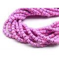Бусины из каучука цилиндр 6*6мм с принтом, цвет розовый, 40см, 63 бусины