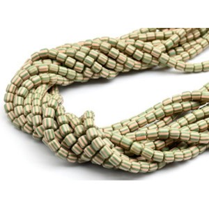 Бусины из каучука цилиндр 6*6мм, цвет розово-фисташковый, 39см, 62 бусины