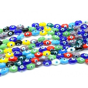 Бусины из муранского стекла "Кузмунчок" овал 11*16мм цвет ассорти, 39см, 25 бусины