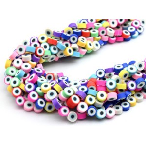 Бусины от сглаза из каучука Африканские круг 10мм, цвет ассорти, 37см, 39 бусин