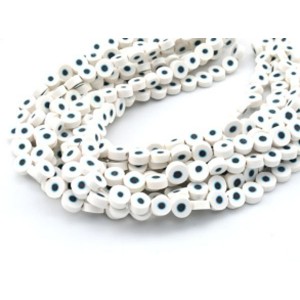 Бусины от сглаза из каучука Африканские круг 10мм, цвет белый, 35см, 37 бусин