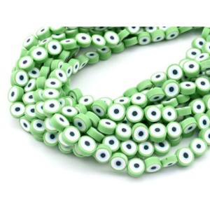 Бусины от сглаза из каучука Африканские круг 10мм, цвет зеленый, 39см, 37 бусин