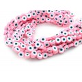 Бусины от сглаза из каучука Африканские круг 10мм, цвет розовый, 36см, 33 бусины