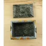 Шкатулка "Роспись ОСЕНЬ" змеевик,ножки из бронзы, ручка-кубик 50*70*55мм