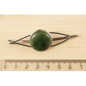 Зажим для волос с нефритом, круг 20мм
