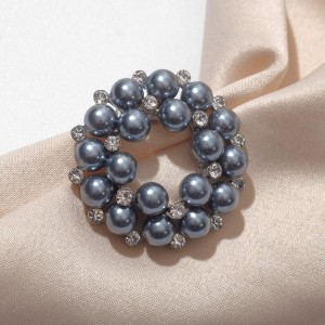 Зажим для платка "Жемчужинка", цвет серый, цвет серебристый