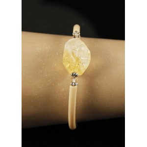 Браслет из цитрина на струнке, камень от 18 мм крупная огранка