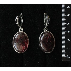 Серьги из граната (кабошон-мозаика), простой овал 25х18мм, швензы посеребрение
