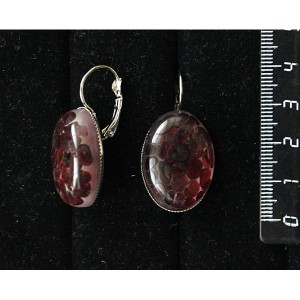 Серьги из граната (кабошон-мозаика), овал 25х18мм, замок петелька