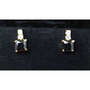 Серьги из циркона черно-белого "квадрат"